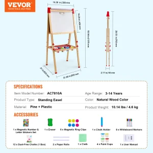 SucceBuy Wooden Double-Sided Magnetic Art Easel for Kids